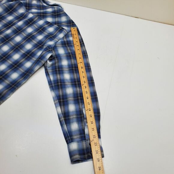 American Eagle Outfitters Gray Blue Plaid Pearl Snap Shirt Vintage Fit Men’s L - Picture 6 of 13